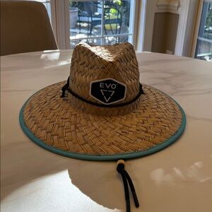 Evo Straw Sun Hat with Blue Trim